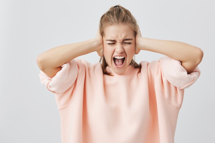 A woman experiencing panic