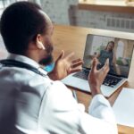 A lady receiving medical help online